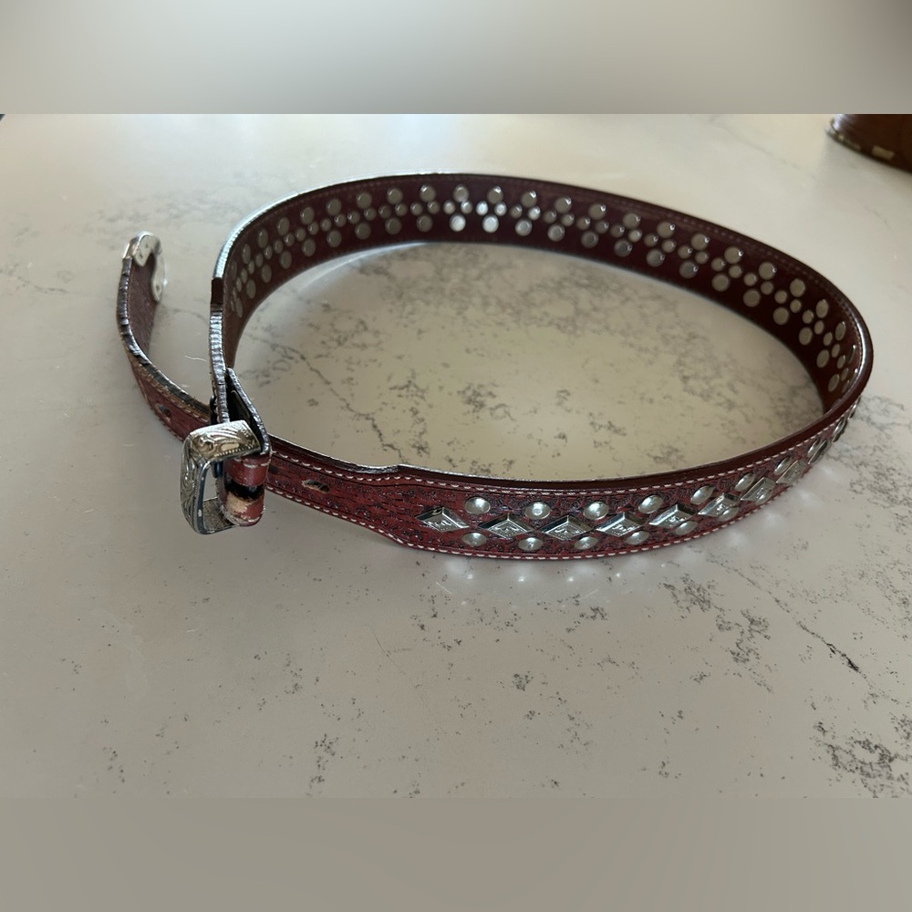 Leather Belt with Silver Accents